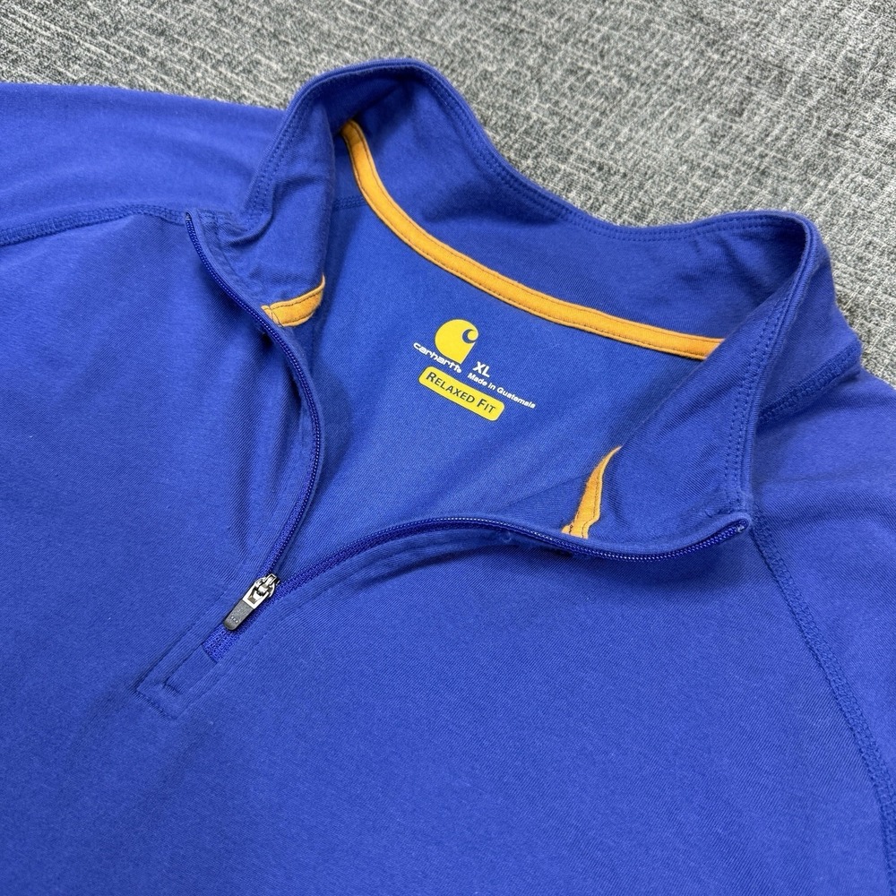 Carhartt Force Pullover Men's XL‎ Blue Relaxed Fit 1/4 Zip Mock Neck